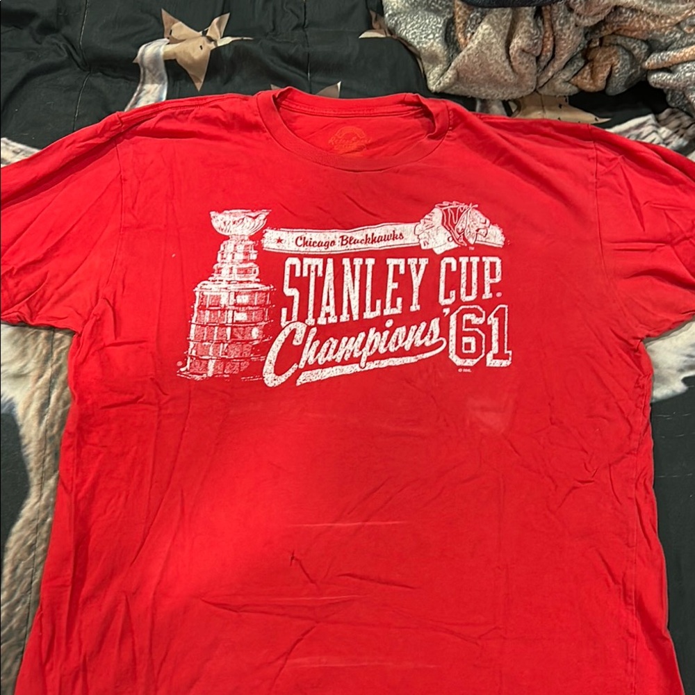 Red Chicago Blackhawks Stanley Cup Champions T-Shirt